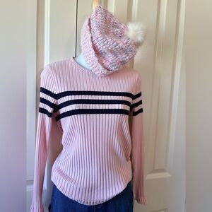 Cato Pink and Black Striped Women's Sweater, size m